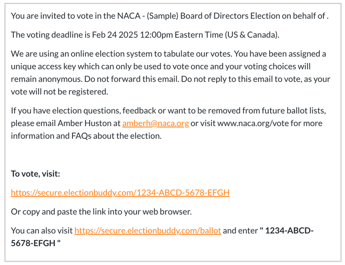 Sample Election Email